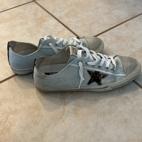 Golden Goose, Vstar2, size 43, light blue with leopard star - Picture 4 of 6